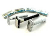Old School Old Timers Classic Safety Razors Men's Gift Set W/20pcs Double Ed...