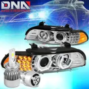 CLEAR 3D HALO HEADLIGHT+CORNER LAMP+WHITE LED H7 HID+FAN FIT 96-03 E39 5-SERIES (for: BMW)