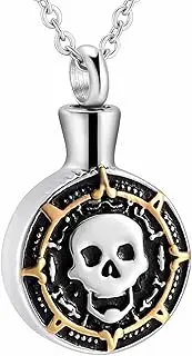 BIAIHQIE Skeleton Memorial Stainless Steel Cremation Pendants Urn Necklace for Ashes Holder Keepsake Jewelry