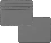 [uxcell] Minimalist Slim Wallet, 2 Pcs Leather Front Pocket Credit Card Holder with ID Window for Business Men & Women, Gray