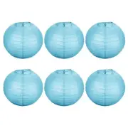 6pcs 8 Inch Folding Hanging Paper Lanterns for Wedding Home Party Light Blue