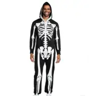 TIPSY ELVES ONE PIECE ZIP UP MASK SKELETON JUMPSUIT Unisex HALOWEEN NWT