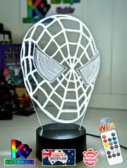 SPIDERMAN FACE MASK AVENGERS 3D LED Battery USB Night Light 7 Colour Change Lamp