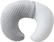 Baby Nursing Pillow and Body Positioner with Premium Minky Slipcover for Breastfeeding for Baby Boys and Girls, Feeding Pillow with Breathable Comfortable Pillowcase (Gray)