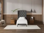 My Style Winged Headboard & Slimline Base - Single / Gunmetal / Slimline Base
