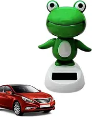 2Pcs Green Bobblehead Frog Dashboard Decoration - Solar Powered Bobble Head Ornaments, Animated Window Dashboard Decoration, Cute Car Decoration, Solar Toy for Car