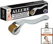 Allure Derma Roller 0.5mm Set With Moisturising Vitamin C Serum 30ml Kit Anti Aging Wrinkles Removal Real Titanium Micro Needles Dermaroller Microneedling Skin Rejuvenation Stretch Marks