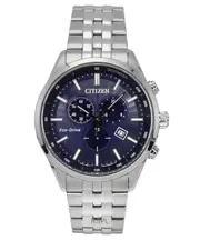 Citizen Eco-Drive Chronograph Tachymeter Blue Dial AT2570-56L 100M Mens Watch