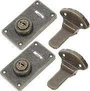 HOLIDYOYO 2Pcs Vintage Hasp Clasp Lock for Jewelry Box Antique Padlock for Desk Cabinet Durable Travel Security Latch for Home Office Use Bronze Finish