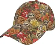 [YANYU] Funny Sloths Print Adjustable Snapback Hat Baseball Cap Comfortable and Stylish for Men and Women Black, Black, One Size