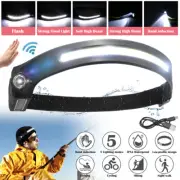 COB USB Rechargeable LED Headlamp Headlight Torch Work Light Bar Head Band Lamp