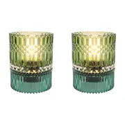 2x LVD Led Glass Home/Room Bedside Lamp Night Light Tabletop Decor 14cm Green
