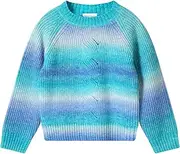 [TRENDSTITCH] Girls Striped Sweaters Gradient Long Sleeve Cable Knit Sweater Chunky Pullover Jumper Fall Winter
