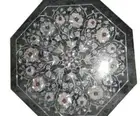 18" Green Marble corner side Table Top Marquetry Multi Stone Inlay Work