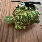 NEW Robert Stanley Beautiful Green Glass Turtle Christmas Ornament