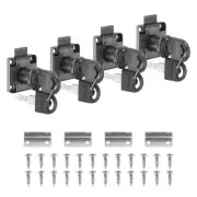 Cylinder Cabinet Cam Lock 13/16" 4Pcs Keys Alike Alloy Tool Box Lock,Black
