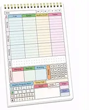 A5 Calorie Tracking Daily Planner Notebook - 52 Sheets Coil-Bound. Simplified Schedule and Time Management with Meals and Water Intake Tracker. 14.2 * 21.7cm Size. Colourful A5 Daily Planner