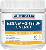 Ethical Nutrients Mega Magnesium Energy Powder, Reduce Mental Fatigue with Vitamin B5, Relieve Tiredness & Support Energy Levels - Tropical Flavoured - 140g