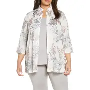 Ming Wang Floral Embroidered Jacket