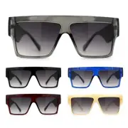 Womens Thick Horn Flat Top Angular Mobster Plastic Sunglasses