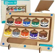 Magnetic Color Sorting Board, Montessori Wooden Color and Number Maze Magnet Puzzle Game Board, Educational Learning Toys for Preschoolers Fine Motor Skills Toys for Boys Girls (A)