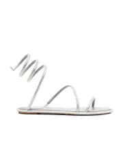 René Caovilla Cleo Embellished Round Toe Flat Sandals 36.5 White