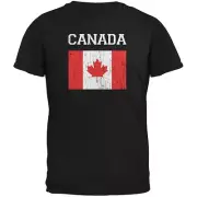 World Cup Distressed Flag Canada Black Youth T-Shirt