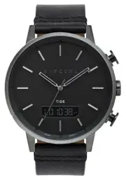 Rip Curl Mens DETROIT TIDE DIGITAL LEATHER SURF WATCH New - A1165 Gunmetal