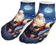 [QMNVBDS] Winter Christmas Santa Socks Ankle Length Socks Casual Short Socks for Women Men Low Cut Sports Socks Running Socks No Show Socks Ankle Socks Athletic Socks Workout Socks, Style, One Size