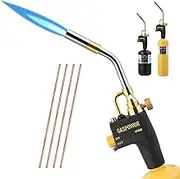 High Intensity Propane Torch Head with 4PCS Rods,Turbo Gas Torch Kit Fuel by Propane,MAPP,Welding Torch,Trigger Start Mapp Gas Torch Kit with Igniter,Blow Torch (CSA Certified, Fuel Not Included)