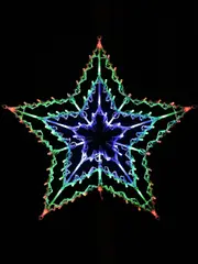 Red, Green & Blue LED Triple Christmas Star String Light Silhouette - 53cm
