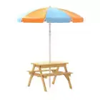 Keezi Kids Outdoor Table and Chairs Picnic Bench Umbrella Set Water Sand Pit Box