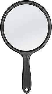 D Double Sided Mirror - Handheld Mirror with Handle - Makeup Mirror 1X/ 2X Magnifying Mirror Rounded Shape Hand Mirror - Black