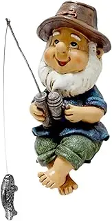 Fishing Gnome Statue, Garden Ornament Outdoor, Garden Gnome Figurine, Resin Figurine Dwarf Sculpture for Outdoor Garden Patio or Indoor Decor Ornament Gifts,Polyresin