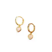 ANYCO Fashion Earrings Gold 925 Sterling Silver Simple Love Heart Opal Pendant for Women Huggies Jewelry Gift