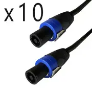 10 Pack 6ft 2 Conductor 12 Gauge AWG Speakon Compatible Amp DJ PA Speaker Cable