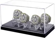 Championship Ring Display Case 4 Slot Hole | Baseball Ring Display Box | Softball Ring Box | Football Ring Case | Sport Ring Display Box | High School Ring Display Box… (Four Holes-1)
