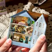 DIY Dollhouse 1/64 Scale Miniatures Hand Made W/ Furniture Lamp Villa House Set
