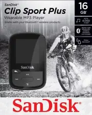 SanDisk Sansa Clip Sport Plus Black 16GB MP3 Bluetooth Player FM Radio