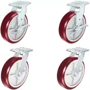 CASTERHQ- 8" X 2" Heavy Duty Poly. Swivel/Brake Casters Toolbox Caster Set Of 4