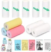 10 Rolls Mini Printer Paper - 5 Thermal Sticky & 5 Plain, 57X25mm for Inkless Printer, Notes, Journal, Memo, Photo, Study