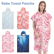 Changing Robe Soft Microfiber Towel Poncho Robe with Hood and Zipper Quick EX