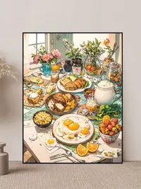 在飛比找松果購物優惠-數字油畫DIY下午茶小清新水果派對 手繪裝飾油彩畫 適合客廳