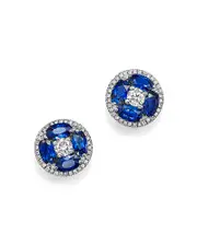 Sapphire and Diamond Stud Earrings in 14K White Gold