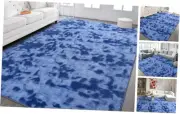 Ultra Soft Area Rug for Bedroom Living Room, 5x8 Tie-Dyed Navy Blue Large