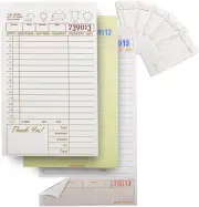 3 Part Carbonless Guest Checks Pads, Perforated Server Note Pads Paper Total 250