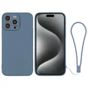 For iPhone 15 Pro Case, Soft Silicone Cover, Grey Blue