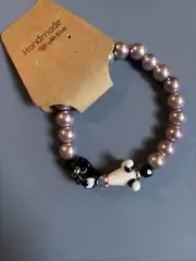 Handmade Purple Bracelet With a Dog Charm