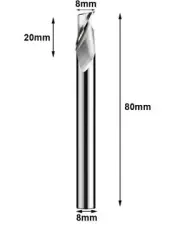 8mm Single Flute Router Cutters for Aluminium, Aluminium Cutter, Cutter for CNC