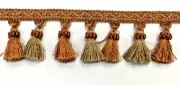 Tassel Fringe Trim 3.5" for Drapery Curtains Upholstery Pillows / Copper w/ Gold